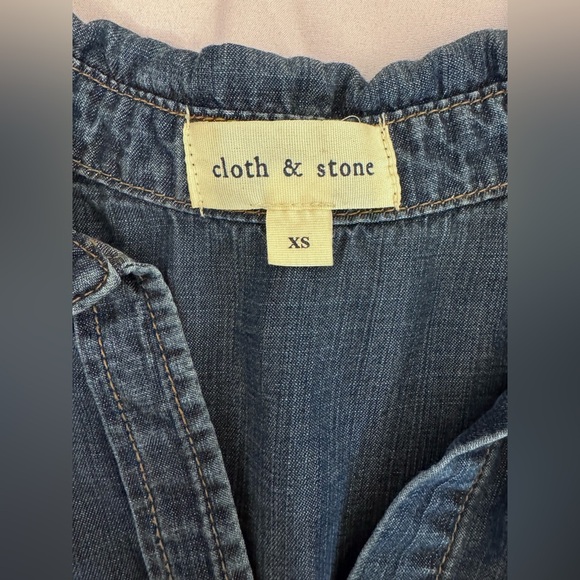 ANTHROPOLOGIE CLOTH & STONE Chambray Western Denim Shirt - XS - Picture 3 of 5